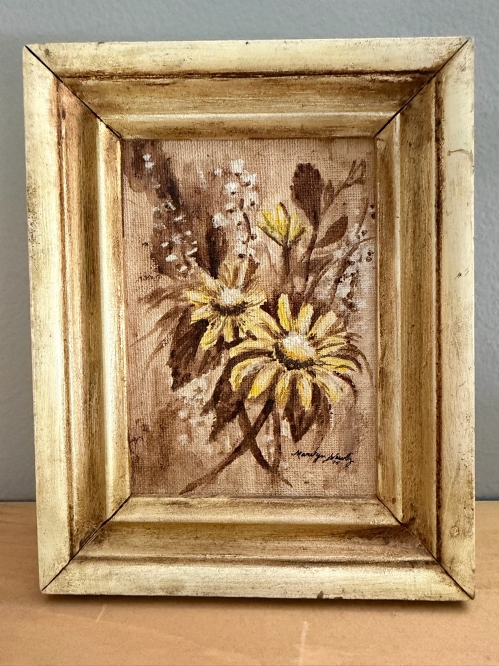 Vintage signed miniature painting by Marilyn Newby